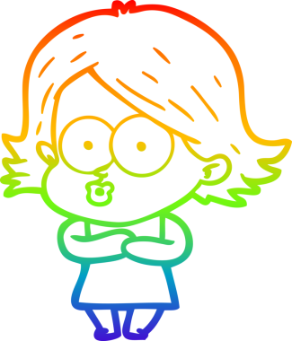 Gökkuşağı gradyan çizimi Bir insan tarafından çizilen çizgi film kızı