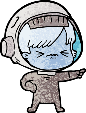 Bir insan tarafından çizilmiş astronot kadın.