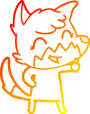 Bir insan tarafından çizilmiş mutlu bir tilkinin sıcak çizgi çizimi