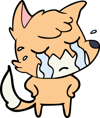 Bir insan tarafından çizilmiş ağlayan tilki çizgi filmi.