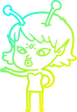 Bir insan tarafından çizilmiş güzel bir uzaylı kız çizimi.