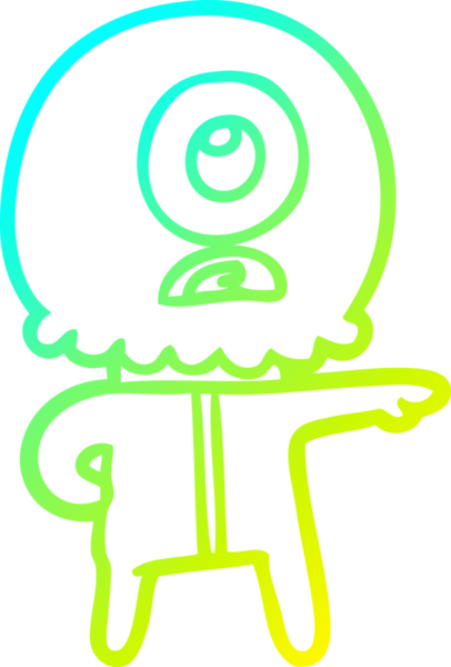 Bir insan tarafından çizilmiş soğuk gradyan çizgi çizimi Kiklops uzaylı uzay adamı