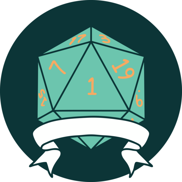 Bir insan tarafından çizilen bir d20 zar atma ikonu