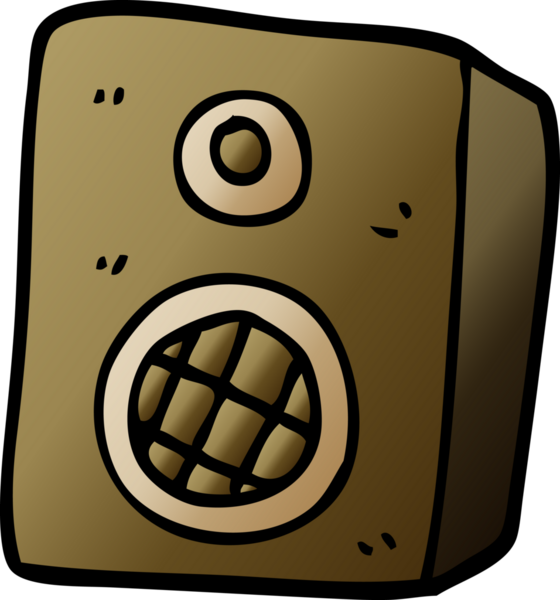 bir insan tarafından çizilmiş karikatür müzik hoparlörü.