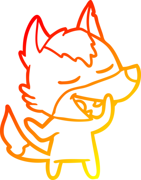 Bir insan tarafından çizilmiş gülen bir kurt çizgi çizimi.