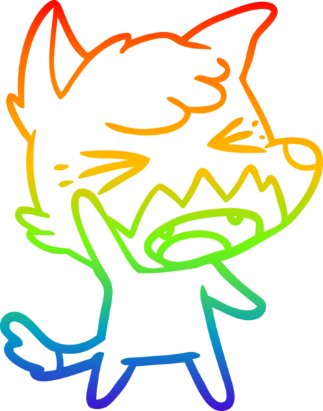 Bir insan tarafından çizilmiş kızgın bir tilkinin gökkuşağı gradyanı çizimi
