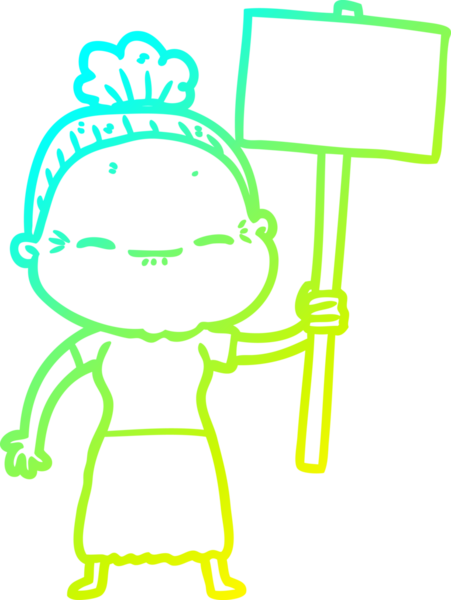 Bir insan tarafından çizilmiş barışçıl, yaşlı bir kadının soğuk çizgi çizimi.