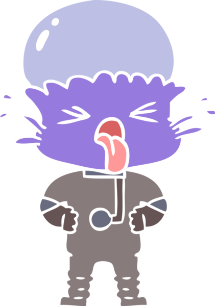 Bir insan tarafından çizilmiş düz renkli çizgi film uzaylıları.