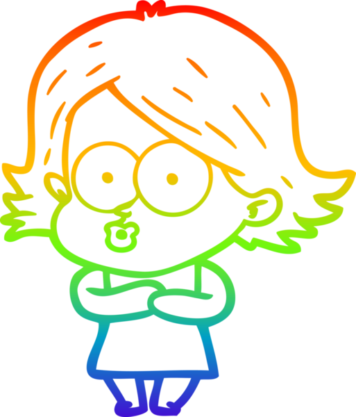 Gökkuşağı gradyan çizimi Bir insan tarafından çizilen çizgi film kızı