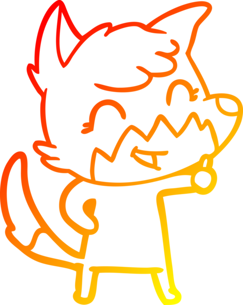 Bir insan tarafından çizilmiş mutlu bir tilkinin sıcak çizgi çizimi