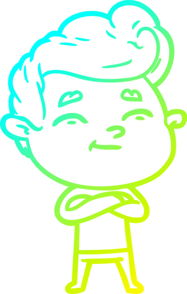 Bir insan tarafından çizilmiş mutlu bir çizgi film karakteri çizimi.