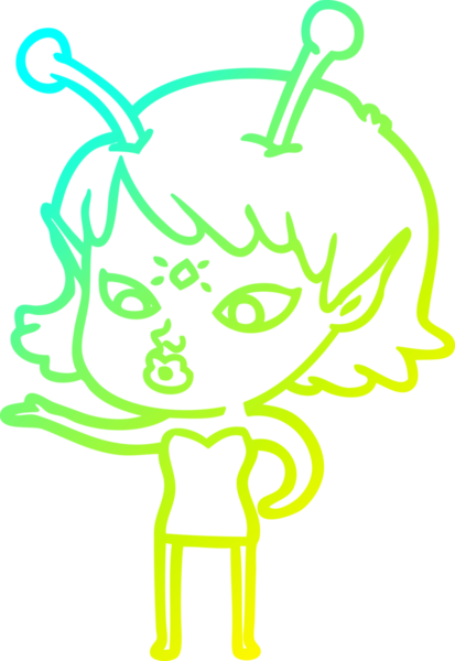 Bir insan tarafından çizilmiş güzel bir uzaylı kız çizimi.