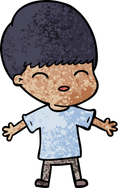 Bir insan tarafından çizilmiş mutlu çizgi film çocuğu.