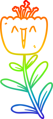 gökkuşağı gradyan çizimi bir insan tarafından çizilmiş mutlu bir karikatür çiçeği