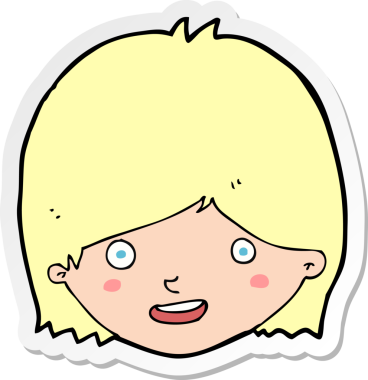 Bir insan tarafından çizilmiş mutlu kadın yüzü çıkartması.