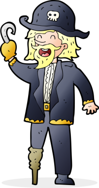 Bir insan tarafından çizilmiş korsan kaptan.