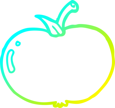 Bir insan tarafından çizilen elma karikatürünün soğuk gradyan çizimi