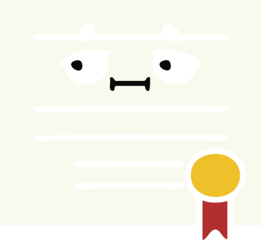 Bir insan tarafından çizilmiş mezuniyet diplomasının düz renkli retro karikatürü