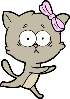 Bir insan tarafından çizilmiş çizgi film kedisi.