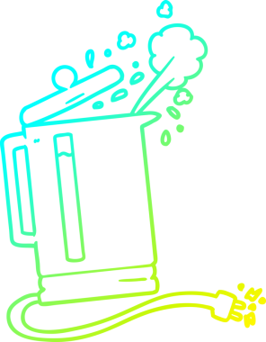 Bir insan tarafından kaynatılan elektrikli su ısıtıcısının soğuk gradyan çizimi