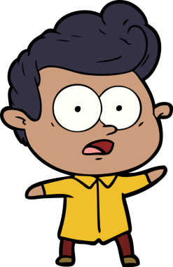 Bir insan tarafından çizilmiş çizgi film bakışlı adam.