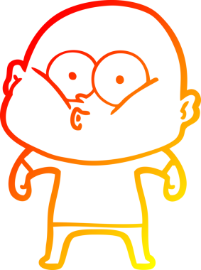 Bir insan tarafından çizilmiş kel bir adamın sıcak çizgi çizimi.