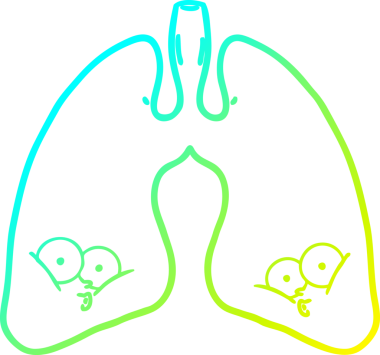 Bir insanın çizdiği karikatür akciğerlerinin soğuk gradyan çizgisi.