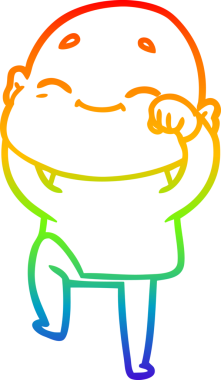 gökkuşağı gradyan çizimi mutlu bir çizgi kel adamın çizimi bir insan tarafından çizildi