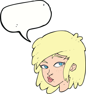 Bir insan tarafından çizilmiş konuşma balonu olan meraklı bir karikatür.