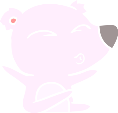 Düz renkli çizgi film ıslık çalan ayı insan tarafından çizilmiş.