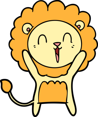 Bir insan tarafından çizilmiş gülen aslan çizgi filmi.