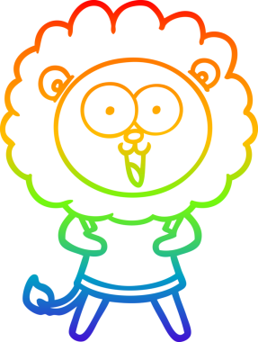 gökkuşağı gradyanı çizimi bir insan tarafından çizilmiş mutlu bir karikatür aslanı