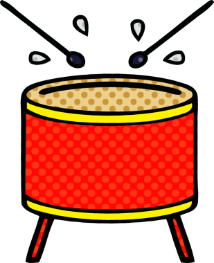 Bir insan tarafından çizilmiş davulun karikatürü.