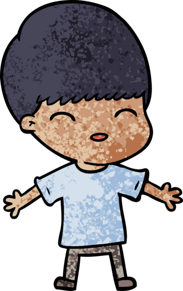 Bir insan tarafından çizilmiş mutlu çizgi film çocuğu.