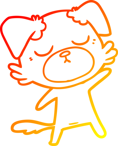 Bir insan tarafından çizilmiş sevimli bir köpeğin sıcak çizgi çizgisi.