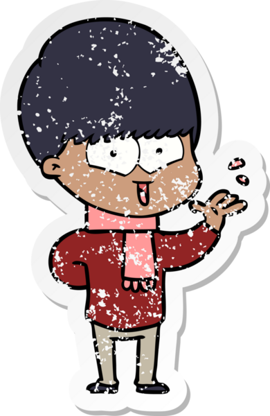 Bir insan tarafından çizilmiş mutlu bir çocuğun sıkıntılı çıkartması.