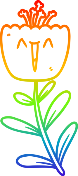 gökkuşağı gradyan çizimi bir insan tarafından çizilmiş mutlu bir karikatür çiçeği