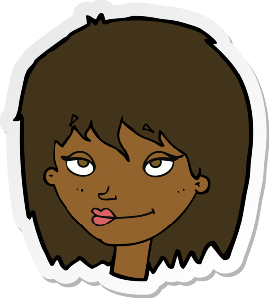 Bir insan tarafından çizilmiş gülümseyen bir karikatür çıkartması.