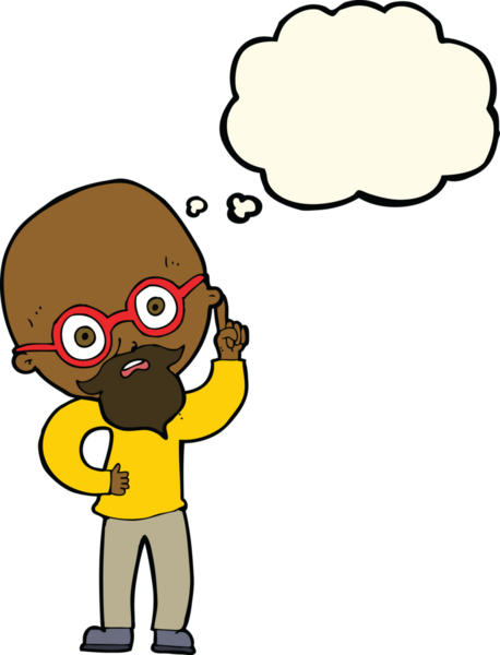 Bir insan tarafından çizilmiş düşünce baloncuğu olan yaşlı bir adam.