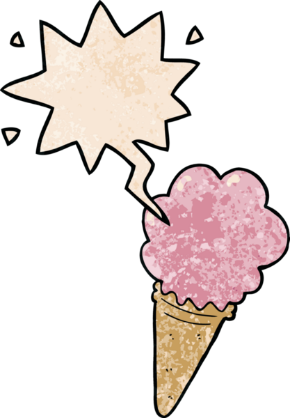 Bir insan tarafından çizilmiş eski moda konuşma baloncuklu çizgi film dondurması.