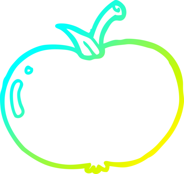 Bir insan tarafından çizilen elma karikatürünün soğuk gradyan çizimi