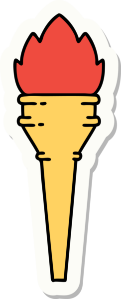 Bir insan tarafından çizilmiş geleneksel bir meşale stili dövme çıkartması.