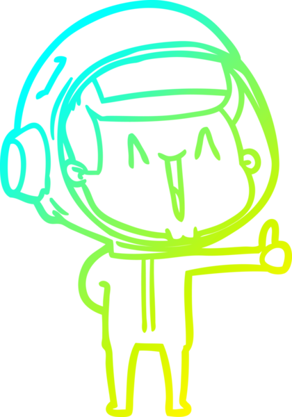 Bir insan tarafından çizilmiş mutlu bir astronotun soğuk gradyan çizimi.