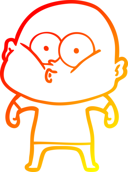 Bir insan tarafından çizilmiş kel bir adamın sıcak çizgi çizimi.