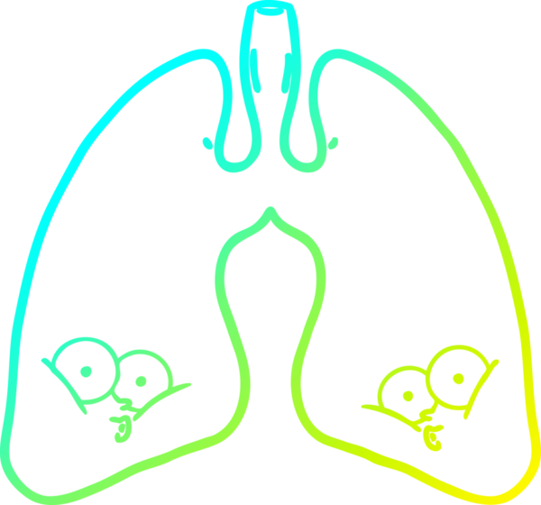 Bir insanın çizdiği karikatür akciğerlerinin soğuk gradyan çizgisi.