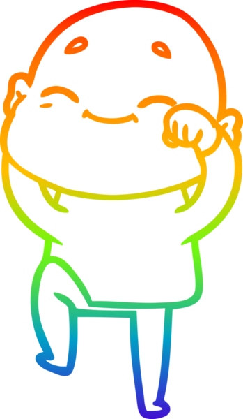 gökkuşağı gradyan çizimi mutlu bir çizgi kel adamın çizimi bir insan tarafından çizildi