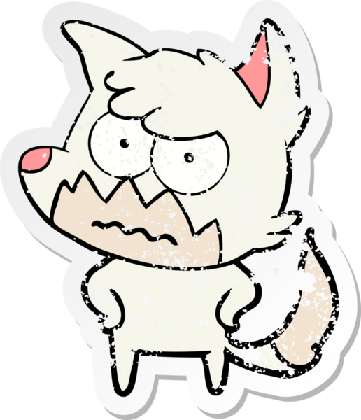 Bir insan tarafından çizilmiş, sıkıntılı bir çizgi film çıkartması.