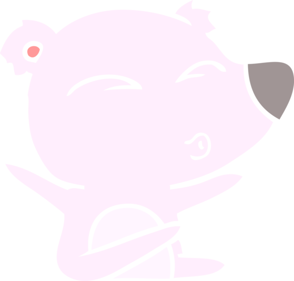 Düz renkli çizgi film ıslık çalan ayı insan tarafından çizilmiş.