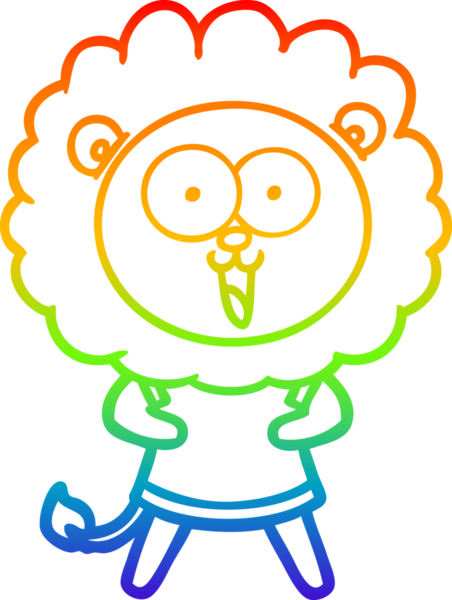 gökkuşağı gradyanı çizimi bir insan tarafından çizilmiş mutlu bir karikatür aslanı