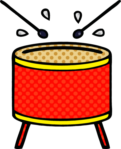 Bir insan tarafından çizilmiş davulun karikatürü.